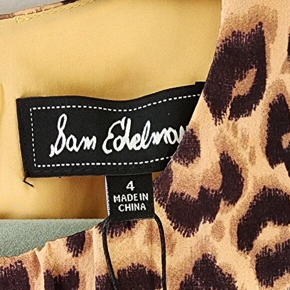 NWT Sam Edelman Leopard Print Smocked Waist A-Line Dress (4) - Picture 6 of 7